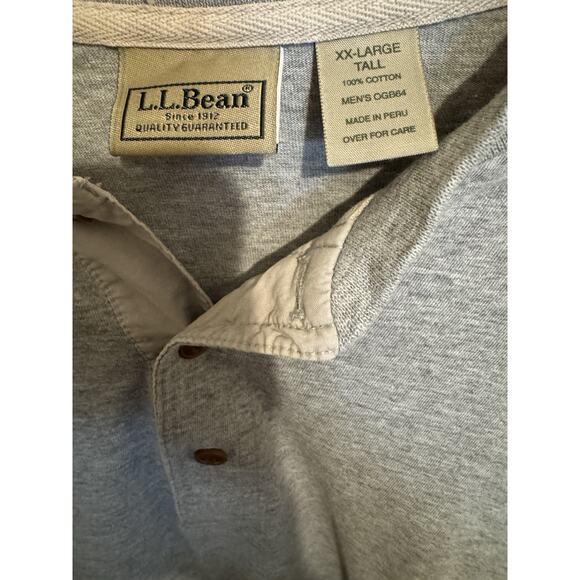 L.L. Bean Men's Henley Pullover Gray Cotton Relaxed Casual Shirt Size XXL Tall - Picture 2 of 8